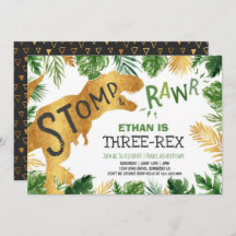 Dinosaur Invitation d'anniversaire à trois rapport