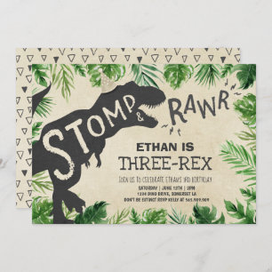 Dinosaur Invitation d'anniversaire à trois rythmes