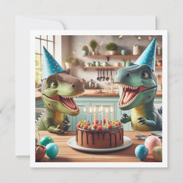 Dinosaur invitation d'anniversaire, animaux de la  (Devant)