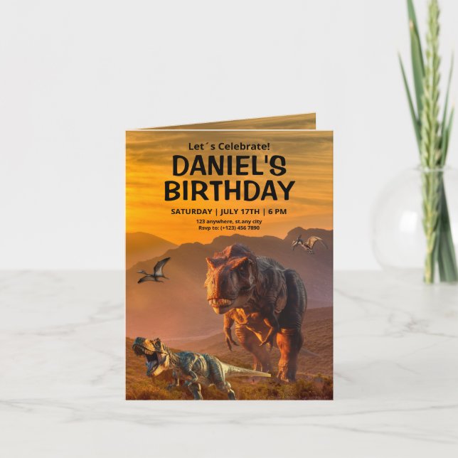 Dinosaur invitation d'anniversaire, Anniversaire d (Devant)