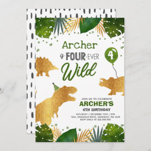 Dinosaur Invitation d'anniversaire Four Ever Wild 