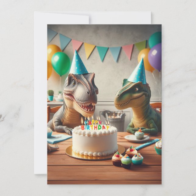 Dinosaur invitation d'anniversaire, pour les paris (Devant)