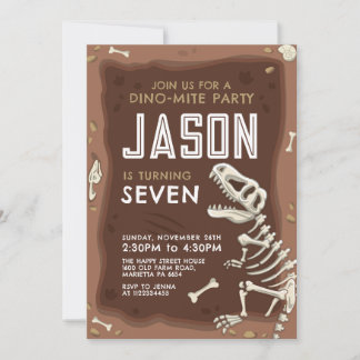 Dinosaur Invitation for Birthday Party Fossil Einladung