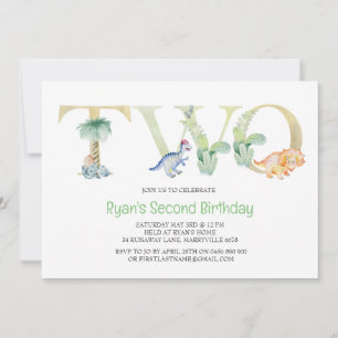 Dinosaur Invitation pour le deuxième anniversaire