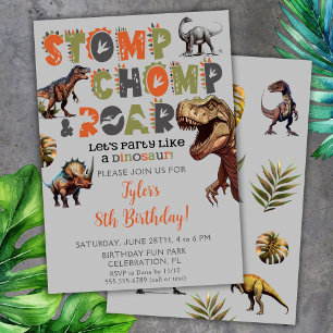 Dinosaur Invitations Anniversaire Boy Dino Typogra