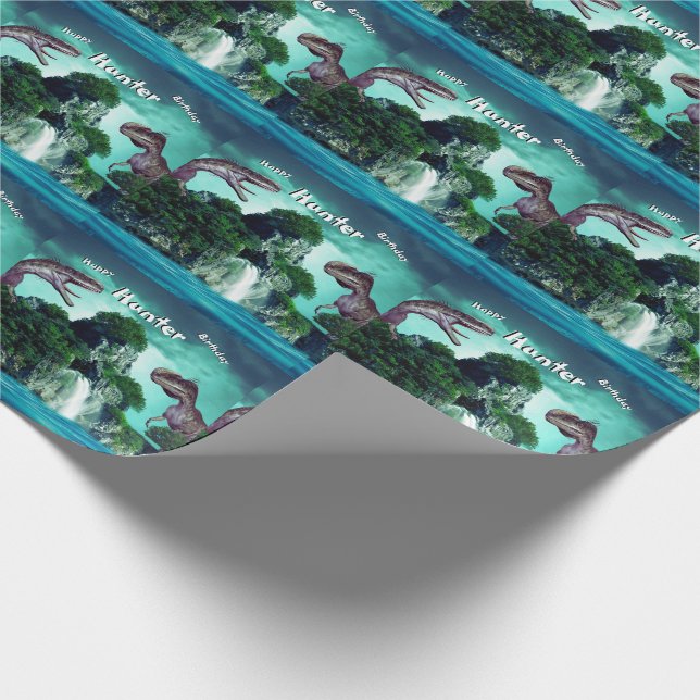 Dinosaur Island Happy Birthday Party Geschenkpapier (Ecke)