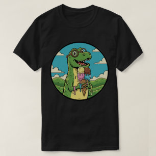 Dinosaur isst Eiscreme Süße prähistorische Leckere T-Shirt