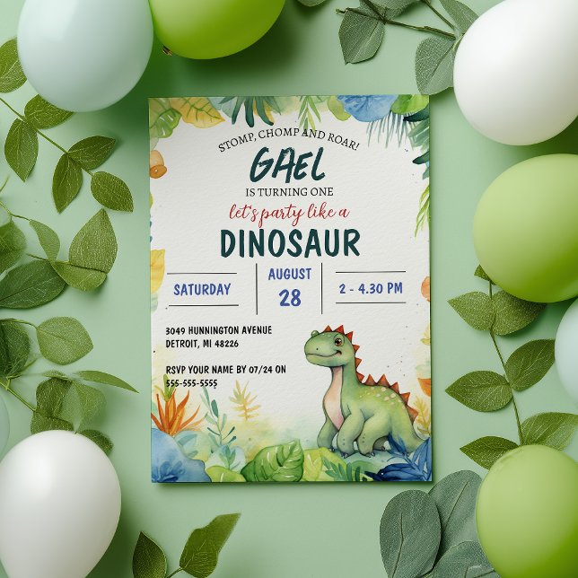 Dinosaur Jungle Kindergeburtstag Party Einladung (Von Creator hochgeladen)