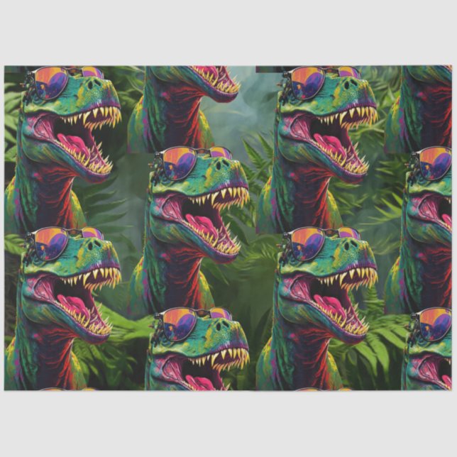 Dinosaur Jungle T Rex Jurassic Cool Seidenpapier (Vorderseite)