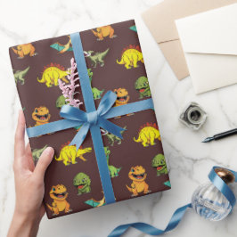Dinosaur Jurassic Prähistorischer Niedlicher Carto Geschenkpapier