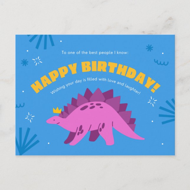 Dinosaur Kiddie Birthday Postkarte (Vorderseite)