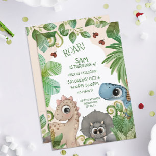 Dinosaur Kids 4. Geburtstag Einladung