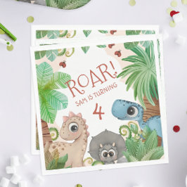 Dinosaur Kids 4. Geburtstag Serviette