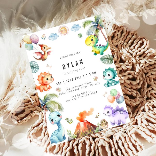 Dinosaur Kids Birthday Party Invitation (Créateur téléchargé)