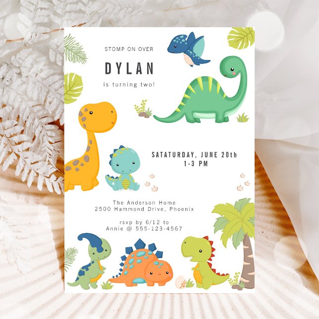 Dinosaur Kids Birthday Party Invitation (Créateur téléchargé)