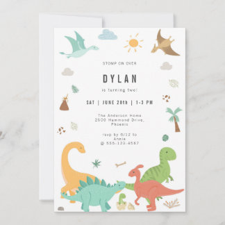 Dinosaur Kids Birthday Party Invitation Einladung