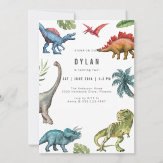 Dinosaur Kids Birthday Party Invitation Einladung