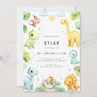 Dinosaur Kids Birthday Party Invitation Einladung
