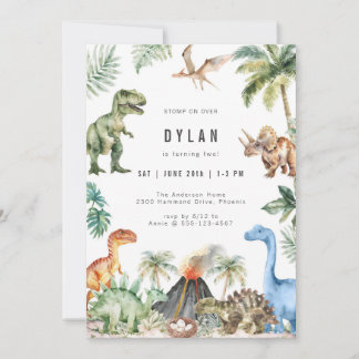 Dinosaur Kids Birthday Party Invitation Einladung