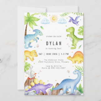 Dinosaur Kids Birthday Party Invitation Einladung