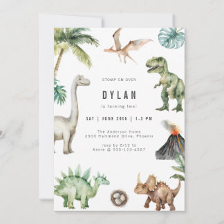 Dinosaur Kids Birthday Party Invitation Einladung