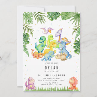 Dinosaur Kids Birthday Party Invitation Einladung