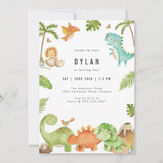 Dinosaur Kids Birthday Party Invitation Einladung