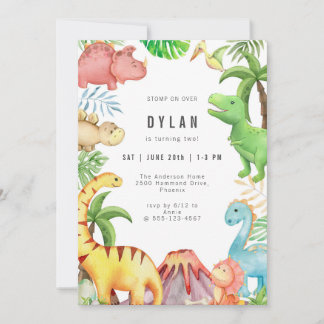 Dinosaur Kids Birthday Party Invitation Einladung
