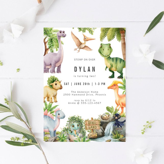Dinosaur Kids Birthday Party Invitation Einladung (Von Creator hochgeladen)