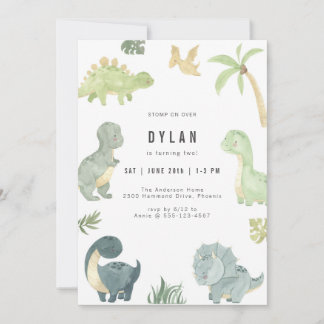 Dinosaur Kids Birthday Party Invitation Einladung