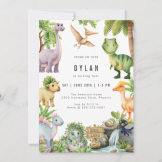 Dinosaur Kids Birthday Party Invitation Einladung