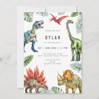 Dinosaur Kids Birthday Party Invitation Einladung