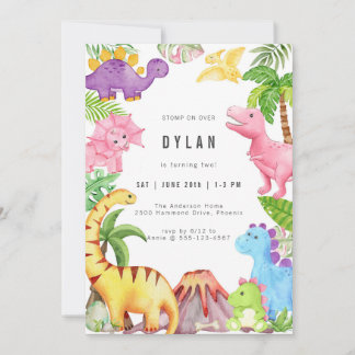 Dinosaur Kids Birthday Party Invitation Einladung