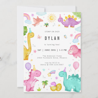 Dinosaur Kids Birthday Party Invitation Einladung