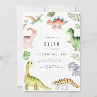 Dinosaur Kids Birthday Party Invitation Einladung