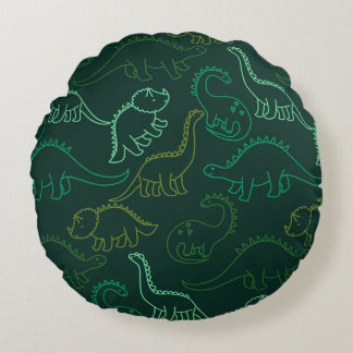 Dinosaur Kids Cartoon Boys Girl Background Pattern Rundes Kissen
