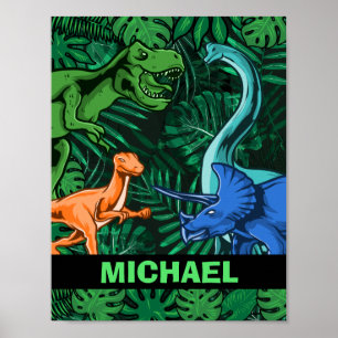 Dinosaur Kids Dino Jurassic Trex Boy Customizable Poster