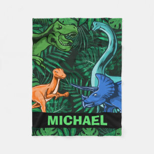 Dinosaur Kids Dino Jurassic Trex Boy individuell a Fleecedecke
