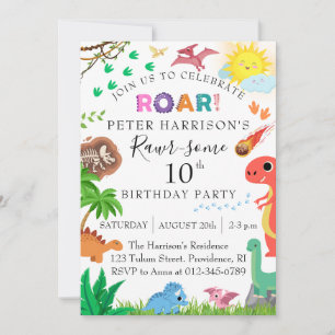 Dinosaur Kids Rawr-some Birthday Party Einladung