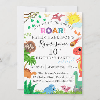 Dinosaur Kids Rawr-some Birthday Party Einladung