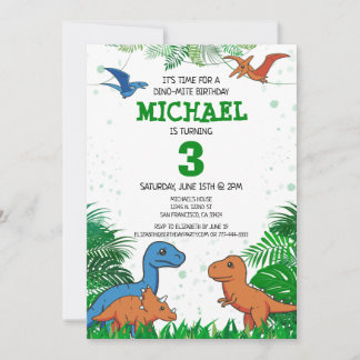 Dinosaur Kindergeburtstag Dino Trex Boy Einladung