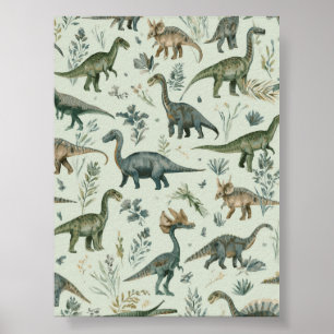 Dinosaur-Kinderzimmer   Grüne Wandkunst   Druckbar Poster
