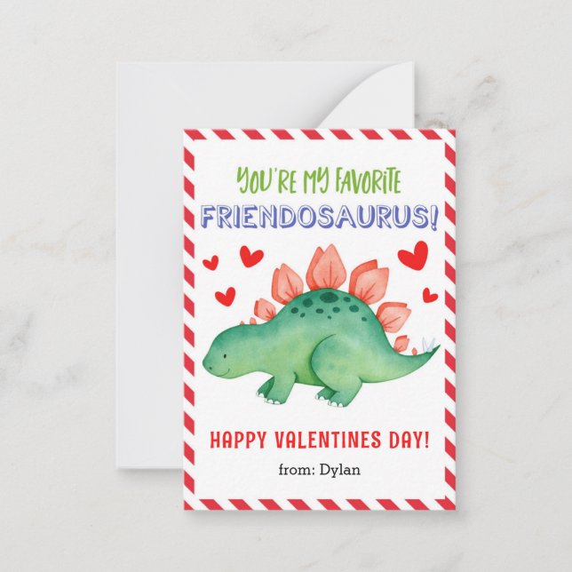 Dinosaur Kleines Klassenzimmer Valentine Card für  Mitteilungskarte (Vorderseite)