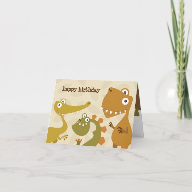Dinosaur Land Birthday Grußkarte Karte (Vorderseite)