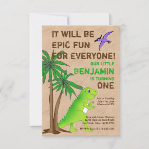 Dinosaur Land Niedlich Dino Party Einladung