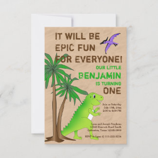 Dinosaur Land Niedlich Dino Party Einladung