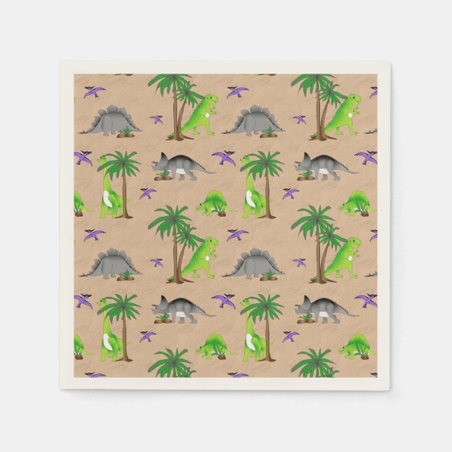 Dinosaur Land Niedlich Dino Serviette (Vorderseite)