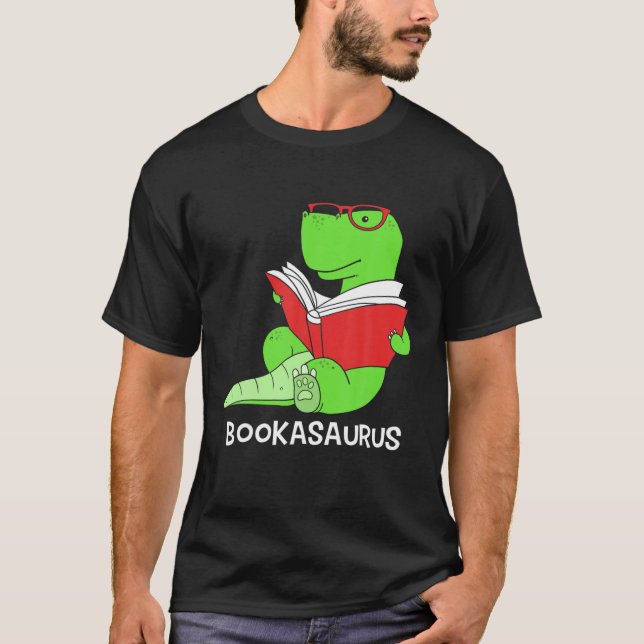 Dinosaur Lesebuch Bookasaurus Bookworm T-Shirt (Vorderseite)