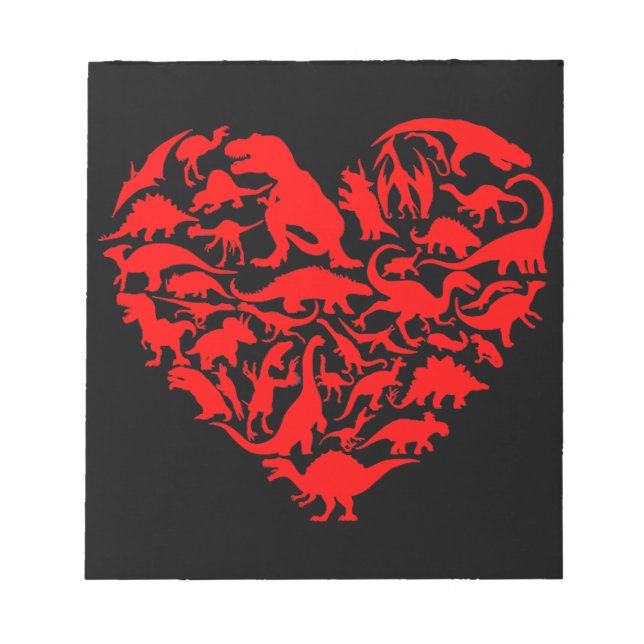 Dinosaur Love Heart Cute Valentines Day Boys Kids Notizblock (Vorderseite)