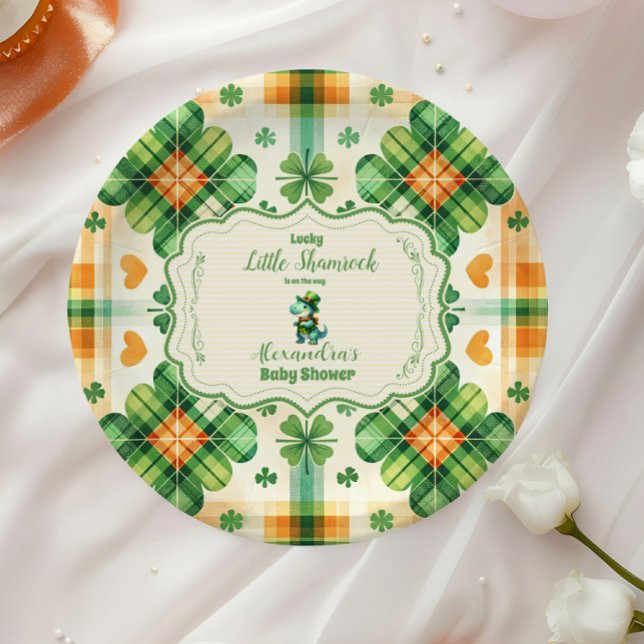 Dinosaur Lucky Little Kleeblatt Pappteller (Von Creator hochgeladen)